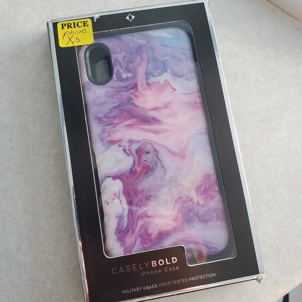 CASELYBOLD iPhone XS Case Military Grade Drop Tested Marble Swirl‎ Purple Pink